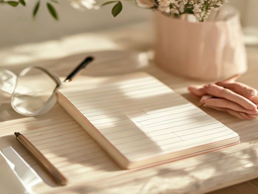 Habit tracking journal Simple habit tracker with checkmarks and notebook on a desk